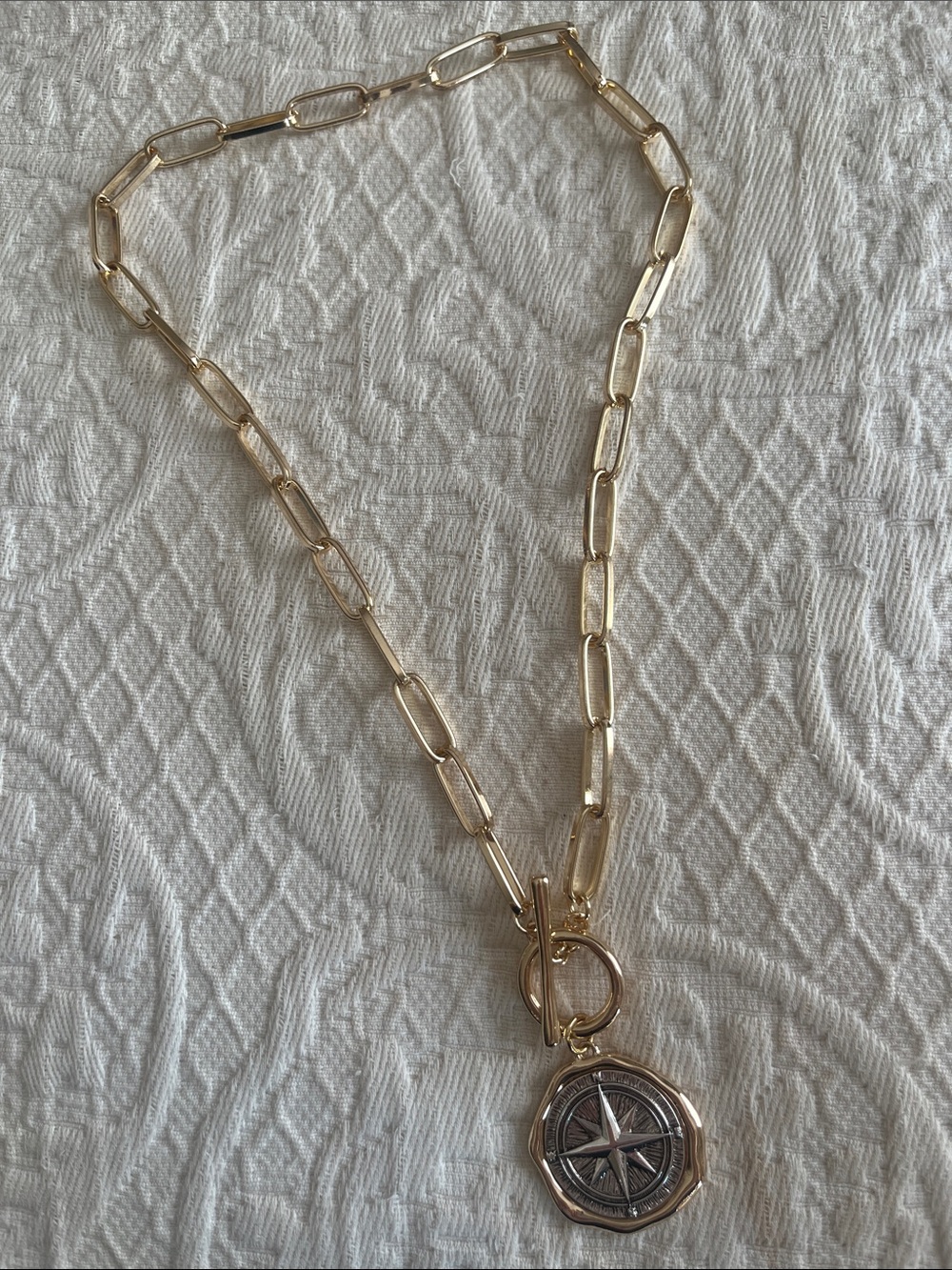 Gold Compass Pendant Necklace - Women Jewelry-NWOT